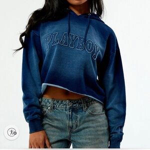 Playboy Blue Cropped Hoodie